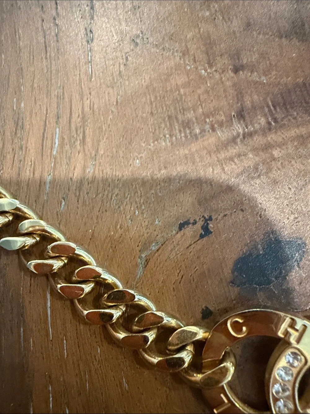 CHANEL Gold-Tone Interlocking CC Crystal Link Necklace